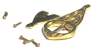 Ulfberth Wikinger Gürtelschnalle mit Nieten, Messing Riemenbreite: bis ca. 29 mm