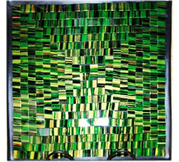 Deko - Schale Glasmosaik Schale eckig grün gold schwarz 25cm
