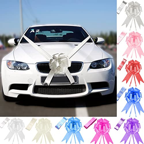 Time to Sparkle 1 Bow + 7M Ribbon Wedding Car Ribbon Decoration Kit Wrapping Large Bow (Silver)