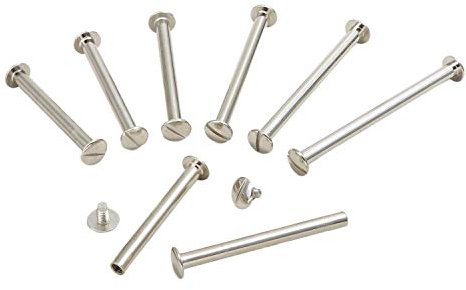 LEO's - Lot de 100 vis de reliure de qualité supérieure de 55 mm en couleur argent - Rivets nickelés - Rivets à vis Chicago avec diamètre de tige de 5 mm - Livre rivets à visser