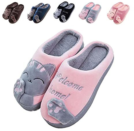 Cliont Hausschuhe Damen Herren Plüsch Pantoffeln Warm Weich Bequem Rose EU 39-40,(Herstellergröße 40-41)