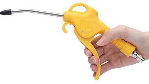 Pistolet de Soufflage à Haut Débit, Buse Coudée à Flux D'air Stable avec Embout en Caoutchouc, Accessoires de Compresseur D'air Pneumatique, Outil de Nettoyage de la Poussière, Jaune