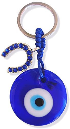 SabelAX,Porte-clés œil turc,mulette de l'œil,Amulettes de la chance et de la protection,porte-clés originaux,porte-clés femme et homme,Porte-clés voiture, maison neuve, fer à cheval, Taille Unique