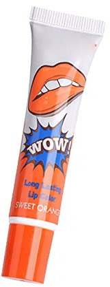 Magic Tattoo Lipgloss Set, Lippen Tattoo Lippenstift zum Abziehen Lippen Magic Magisch Farbe dauerhafte Langlebige Wasserdicht Tattoo Magic Color Peel Off Mundschild Tint Lipgloss(Süße Orange)