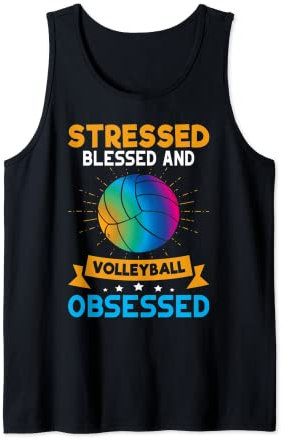 Lustiger Volleyball mit Aufschrift Stress Blessed And Volleyball Tank Top