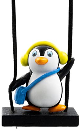 Niedlicher schwingender Pinguin Auto Dekorieren Zubehör Autospiegel Hängezubehör Autoanhänger Autozubehör Pinguine Autospiegel Hängezubehör Schaukel Auto Hängeornament (Gelb)