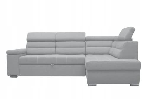 Modernes Ecksofa William mit Schlaffunktion (Rechts, Helle Esche - Look 8)