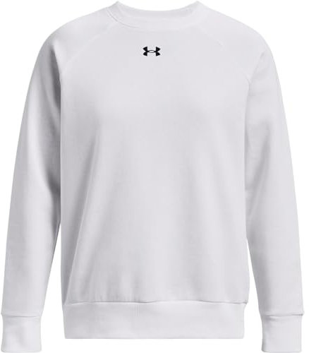 Under Armour Damen Ua Rival Fleece Crew Sweatshirt, Weiß/Schwarz, M