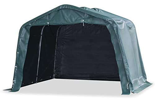 RONGQI Weidezelt, Carport, Zeltgarage, Gerätezelt Winterfest, Lagerzelt, Carport Plane, Foliengarage, PVC 550 g/m² 3,3×3,2 m Dunkelgrün