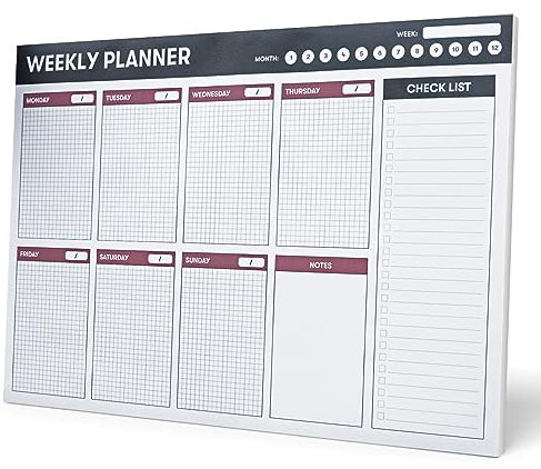 Grupo Erik Weekly Planner A4 | Daily Planner Family, Desk Calendar, 54 Tear Off Pages Notepad | Undated Planner Cute, Cute Stationery Gifts