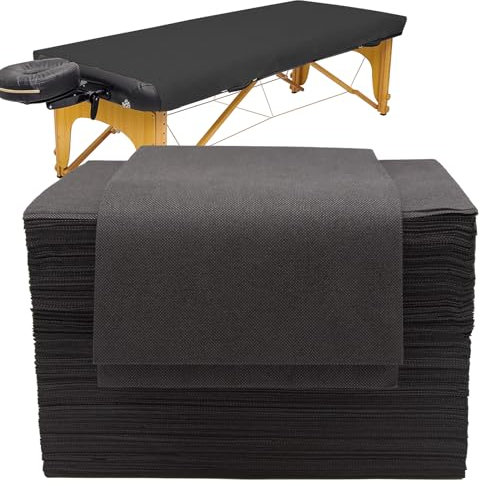 Tvvcalk Lot de 50 Drap Jetable Table Massage, Drap de Massage Jetable Noir, Draps Jetables Pour Massage Spa Beauté, Drap Non Tissé, Drap de Lit Jetable Anti Salissure, 80 x 180 cm