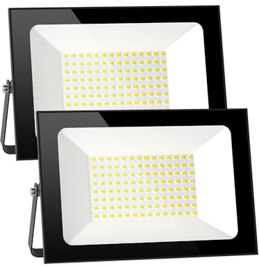 Litglobe LED Floodlight Outdoor 2 Pack,100W 10000LM LED Flood Lights Outdoor,6500K Cold White Outside Light,IP66 Waterproof LED Security Light,LED Wall Light for Yard Garden Garage Patio Warehouse