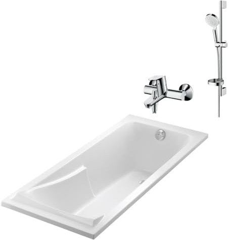 Jacob Delafon Baignoire 150 X 70, mitigeur Mural Hansgrohé, vidage nicoll