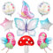 Feen Geburtstag Deko Mädchen - 9 Stück Fee Folienballon Schmetterlings Stern Ballon Happy Birthday Runder Luftballon Feenparty Dekoration für Kindergeburtstag Baby Shower Party