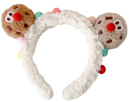 Bottone Niedliches 3D-Cartoon-Keks-Stirnband, Make-up-Haarreif, flauschiges Plüsch-Haarband, Haar-Accessoires, Foto-Requisiten für Frauen und Mädchen