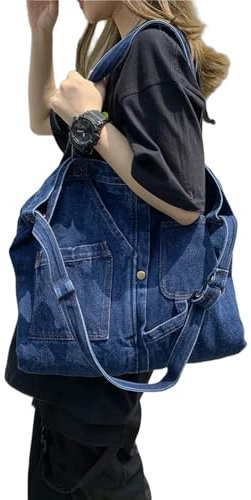 YQYBF Borsa a Tracolla in Denim per Donne - Jeans Casual Designer di Lusso - Blu Scuro