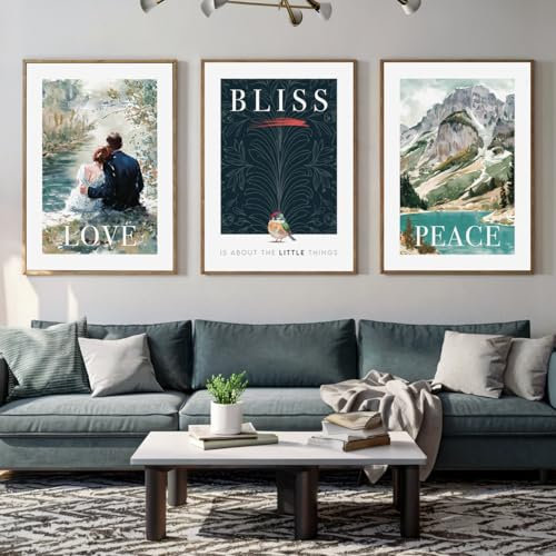 Neckarian Poster 50x70 cm Love Bliss Peace Wand Kunstdrucke Wandbilder Poster Set 40x50 30x40 XL für Büro, Wohnräume