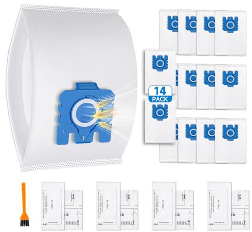 14 Pack for Miele Hoover Bags (GN) - Includes 4 Motor & 4 Exhaust Filters - Compatible with Complete C3 Cat & Dog Classic C1 Compact C2 S200-S8000 Series Vacuum Cleaner - Replaces 9917730 12281680