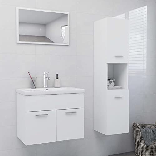DYRJDJWIDHW lavabo bagno colonna,lavandino bagno con mobile,Set Mobili da Bagno Bianco in TruciolatoAdatto per bagni, cucine