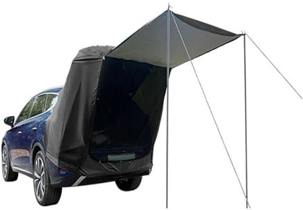 Tunnelzelte Auto-Heckzelt für den Außenbereich, Camping, Picknick, Auto-Heckzelt mit Vordach, Auto-Heckverlängerungszelt, sonnensicher, regenfest, Auto-Heckzelt Campingzelt(Black)