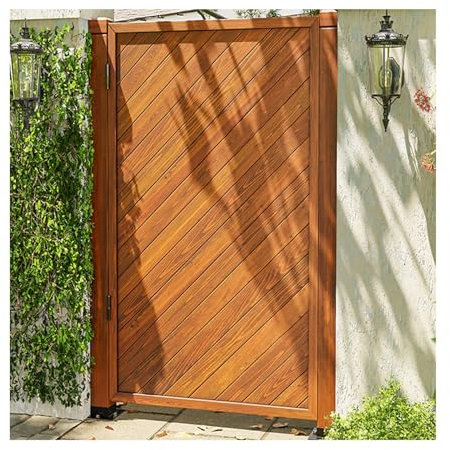 Gartentor aus Massivholz, 90 x 90 cm, mit freistehendem Design und brauner Säule, ideale Dekoration für den Innenhof, quadratischer Parkeingang