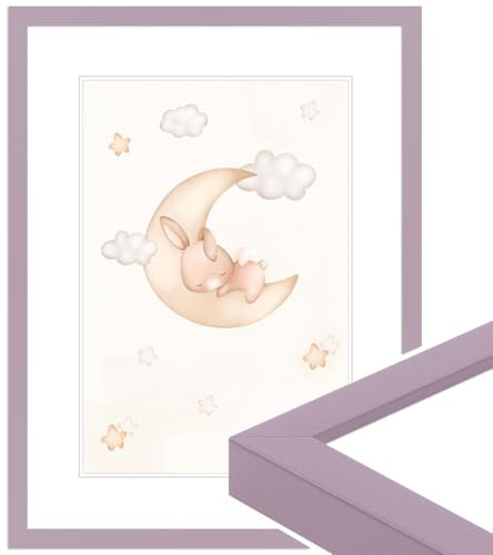 WANDStyle DIN A4 Bilderrahmen für Kinderzeichnungen, Lila Kinderbilderrahmen 21x30 cm, Bilderrahmen Kinder, Wechselbilderrahmen A4, Kinderzeichnungen aufbewahren, Rahmen - Made in Germany H950