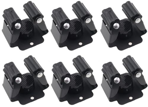 Caishun 6PCS Broom Holder Wall Mount 50mm Dustpan Gardening Tools Mop Clip Broom Holder Wall Mount for Garage Garden Shed Storage System Laundry Home Kitchen Organizer Black