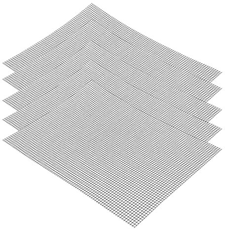 Antihaft Gitter Grillmatte, 5 Stück Grill Mesh Mat Set, 42x36cm Antihaft Grill Netz, Teflon Netz Grillmatte, Wiederverwendbar, BBQ Grillmatte für Gasgrill, Holzkohle, Elektrogrill, Backofen