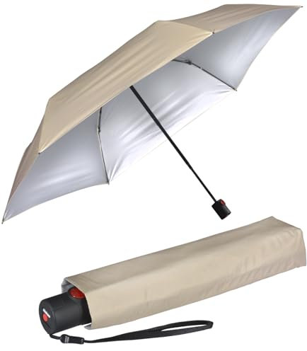 Knirps Taschenschirm U.200 Ultra Light Duomatic mit UV- und Hitzeschutz - Silver Heatshield - beige