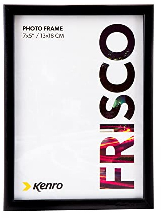 Kenro Frisco Series Black Wood Photo Frame 6x4 Inch / 10x15cm Freestanding or Wall Hanging with Glass Front - FR1015BW