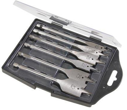 6 Piece 10mm-32mm Flat Wood Drill Bit Set - Hex Shank - Hard-Soft Wood
