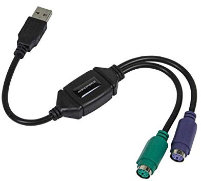 Monoprice PS/2 Keyboard/Mouse to USB Converter Adapter - Black Used To Connect To Any USB Equipped PC