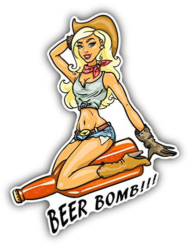 Cowgirl Beer Bomb Sexy Hochwertigen Auto-Autoaufkleber 8 x 12 cm