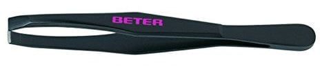Beter- Pinza de depilar para cejas profesionales, color Negro. La pinza BETER original