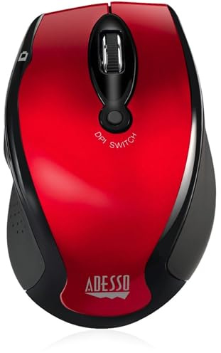 Adesso M20R WRLS Ergo Optical Mouse 6 Buttons Red
