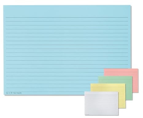 Meyer-Wagenfeld | 100 große Karteikarten DIN A5 liniert, quer | Einlegekarten für Karteitaschen | 190g/m² starker Karton | Farbe: blau