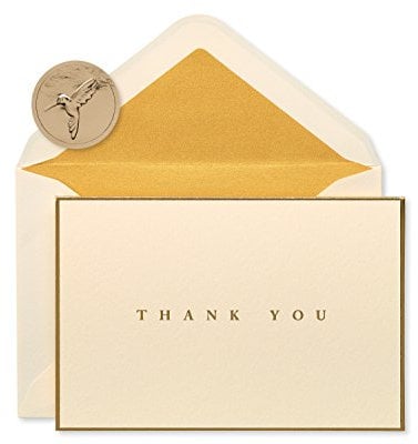 Papyrus Dankeskarten mit Umschlägen, goldfarbener Rand, 16 Stück