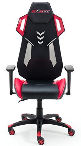 MC Racing Gamingstuhl Rot Schwarz Schreibtischstuhl höhenverstellbarer Bürostuhl bis 120 Kg belastbar