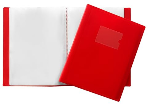 Janrax A4 Red Flexible Cover 100 Pocket Display Book - Presentation Folder