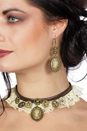 Wilbers Schmuck Set Steampunk Choker Ohrringe Karneval Fasching