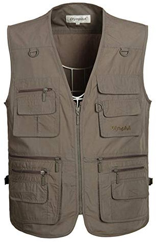 WSLCN Herren Outdoor Multifunktional Weste Multi Tasche Reißverschluss Baumwolle Westen für Jagd Angeln Camping Sport 3 DE L(Asie 3XL)