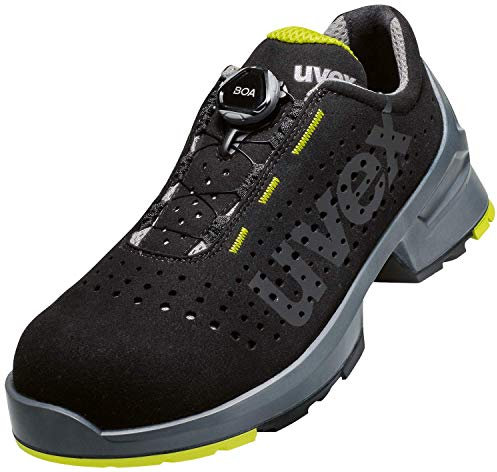 Uvex 1 BOA Sicherheitsschuhe S1 SRC, Halbschuhe, leichte Arbeitsschuhe für Damen & Herren, Schwarz/Lime, Größe 45