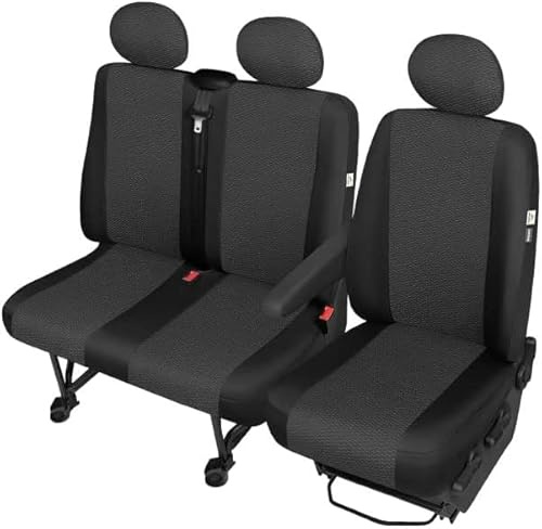 Accesorionline Sitzbezüge 3-Sitzer für VW Transporter T5 – hochwertiger Stoff – Fahrer und Beifahrer