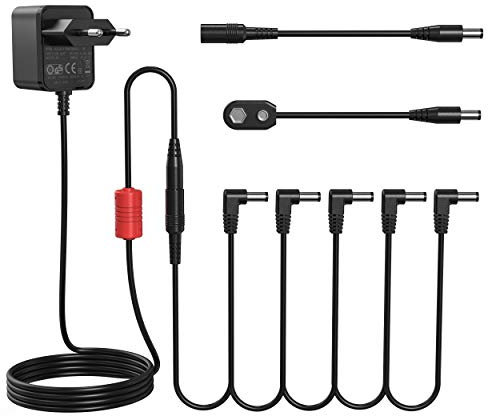 Donner Adaptador de fuente de alimentación para pedal de efectos de guitarra, salida 9V DC, con cable de conexión en cadena de 5 vías(DPA-100)