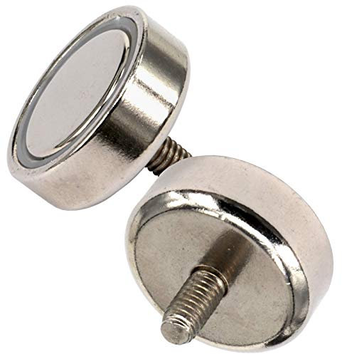 Neodym Magnet mit Gewinde - Extra Starke Topfmagnete D 20 mm - 12 KG Zugkraft - Flachgreifer Rund mit M4 Außengewinde [1 Stück]