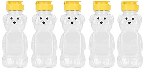 YiZYiF 5 Pcs Empty Plastic Squeezable Milk Tea Juice Bear Bottle Bear Honey Bottle Jars with Flip-top Lid for Kids Yellow One Size