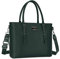 MOSISO Laptop Tote Bag (17-17.3 inch), PU Leather Shoulder Briefcase Handbag Compatible with MacBook & Notebook Large Capacity with Padded Compartment, Midnight Green