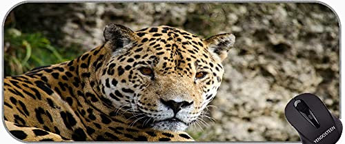 YENDOSTEEN Large Gaming Mouse Pad with Edge Stitching,Jaguar Panter Big Cat South America Gaming mouse Mat