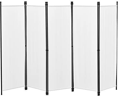 Raumteiler Huesca 5-teilig 250x171cm Paravent Trennwand 5-TLG. Sichtschutz Stellwand Spanische Wand Weiß