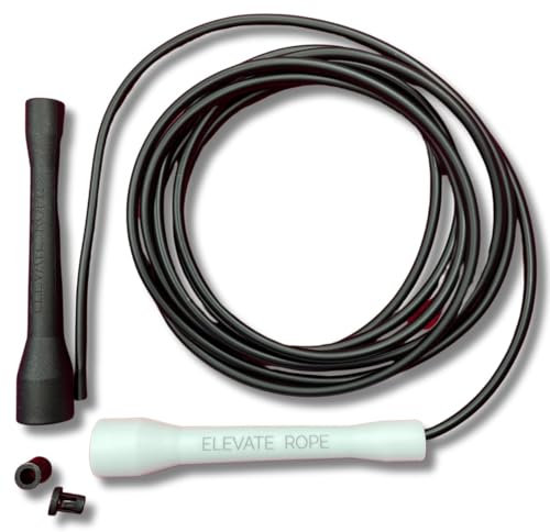 Elevate Rope Cuerda de velocidad profesional, cuerda de saltar ajustable de 3 m, PVC de 5 mm con núcleo de nailon para cardio (Black 1)